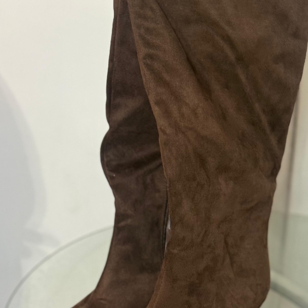 Brown Suede Knee-High Boots